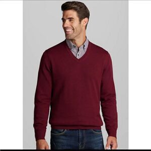 Take 50% OFF- Oxford Golf Burgundy V-neck Sweater, Size-XXL